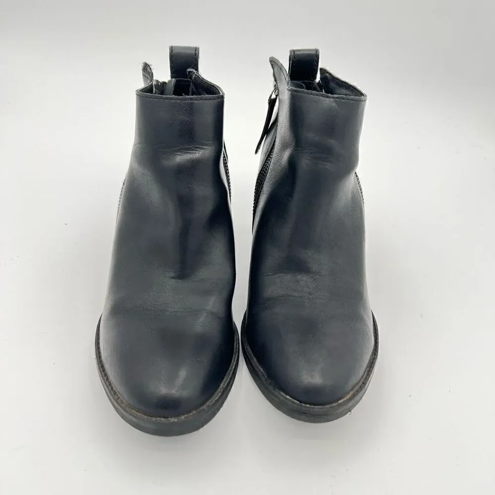 Dolce Vita DV Black Ankle Booties Women's Size 10 BK Faux Leather Cutout 3” Heel